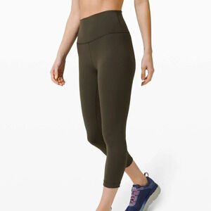LULULEMON  Wunder Train High-Rise Crop 21" Leggings Dark Olive Size 4